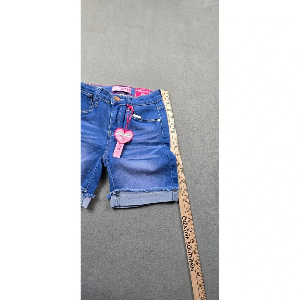 Pink Latte Girls Blue Denim Bermuda Shorts Frayed Hem Size‎ 12 NWT